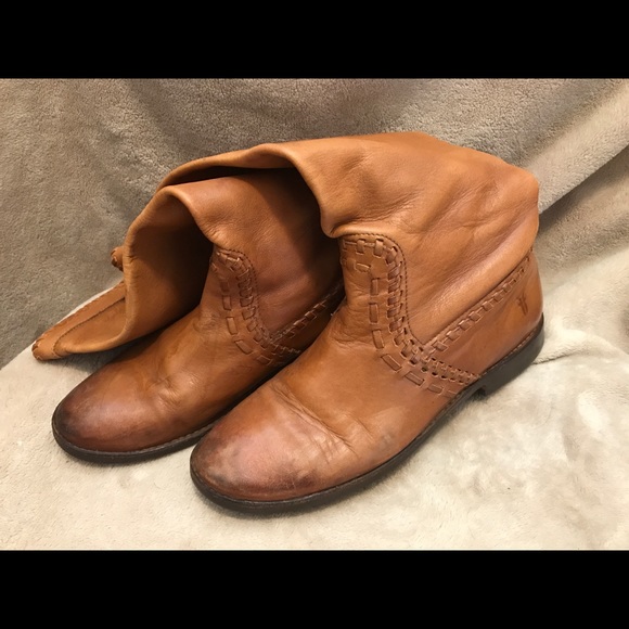 Frye Tall Trapunto Leather Boots w/ Woven Trim - Picture 9 of 9